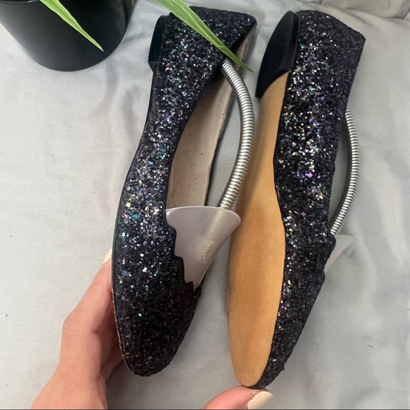 Sam Edelman Scalloped Sparkly Flats Black Size 7 - Picture 8 of 8